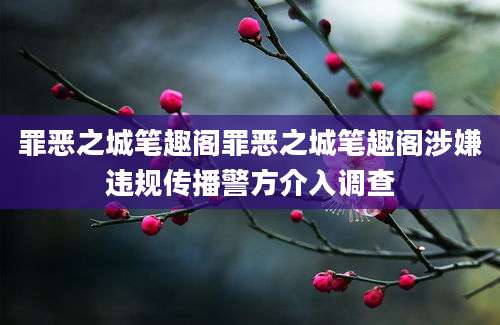 罪恶之城笔趣阁罪恶之城笔趣阁涉嫌违规传播警方介入调查