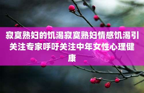 寂寞熟妇的饥渴寂寞熟妇情感饥渴引关注专家呼吁关注中年女性心理健康
