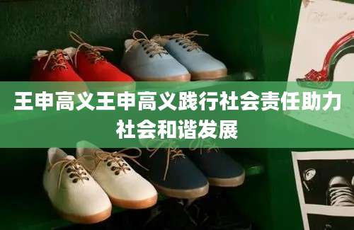 王申高义王申高义践行社会责任助力社会和谐发展