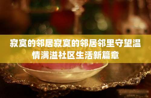 寂寞的邻居寂寞的邻居邻里守望温情满溢社区生活新篇章