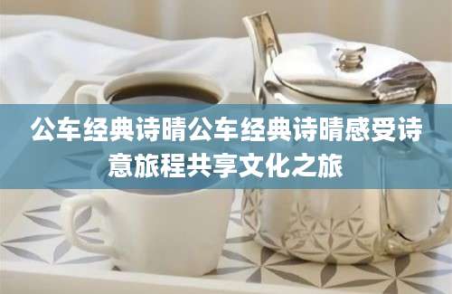 公车经典诗晴公车经典诗晴感受诗意旅程共享文化之旅