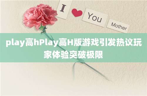 play高hPlay高H版游戏引发热议玩家体验突破极限