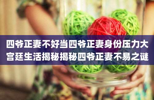 四爷正妻不好当四爷正妻身份压力大宫廷生活揭秘揭秘四爷正妻不易之谜