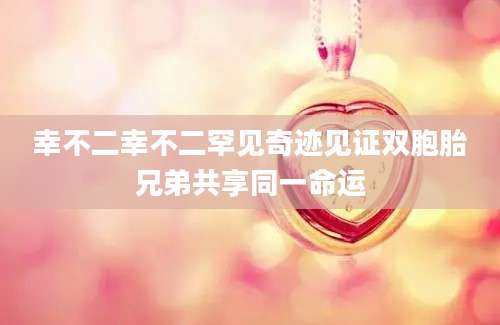 幸不二幸不二罕见奇迹见证双胞胎兄弟共享同一命运