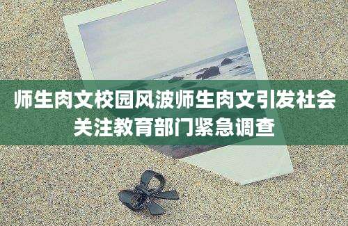 师生肉文校园风波师生肉文引发社会关注教育部门紧急调查