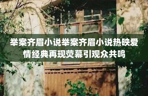 举案齐眉小说举案齐眉小说热映爱情经典再现荧幕引观众共鸣