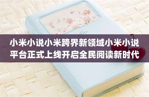 小米小说小米跨界新领域小米小说平台正式上线开启全民阅读新时代