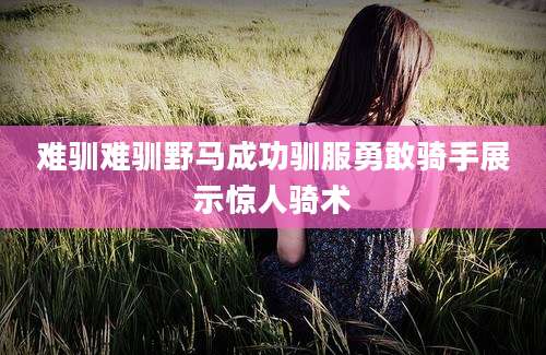 难驯难驯野马成功驯服勇敢骑手展示惊人骑术