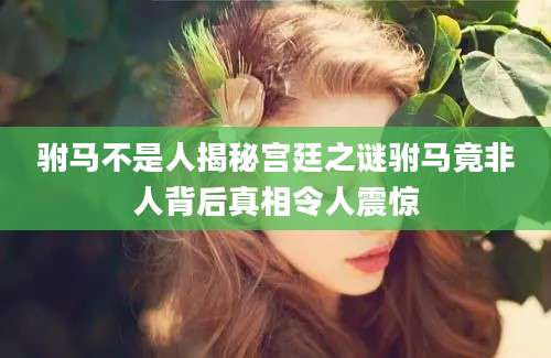 驸马不是人揭秘宫廷之谜驸马竟非人背后真相令人震惊