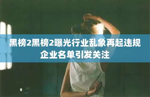 黑榜2黑榜2曝光行业乱象再起违规企业名单引发关注