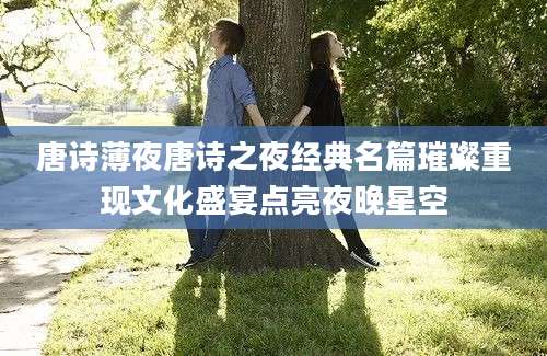 唐诗薄夜唐诗之夜经典名篇璀璨重现文化盛宴点亮夜晚星空
