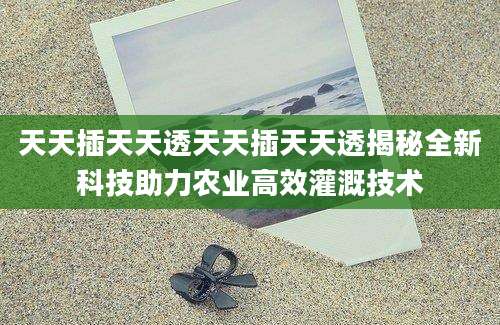 天天插天天透天天插天天透揭秘全新科技助力农业高效灌溉技术
