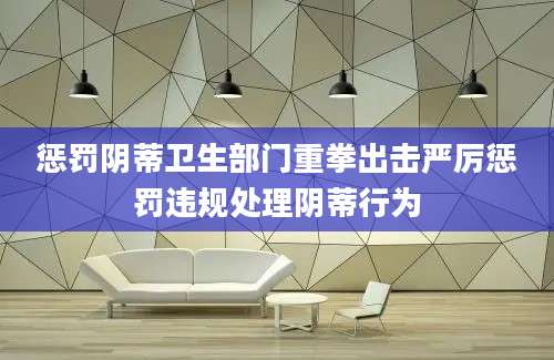 惩罚阴蒂卫生部门重拳出击严厉惩罚违规处理阴蒂行为