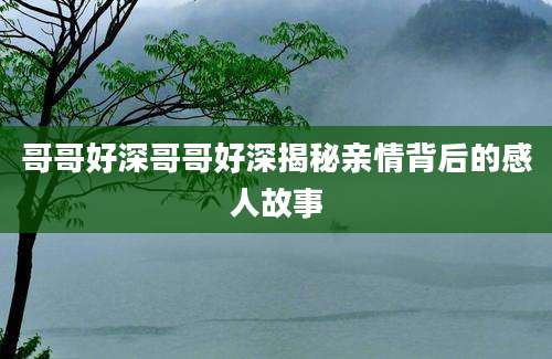 哥哥好深哥哥好深揭秘亲情背后的感人故事