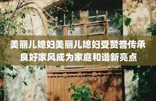 美丽儿媳妇美丽儿媳妇受赞誉传承良好家风成为家庭和谐新亮点