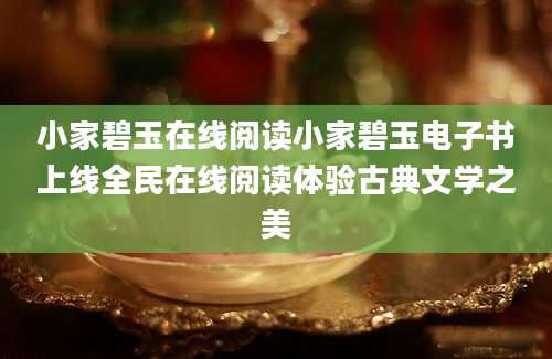 小家碧玉在线阅读小家碧玉电子书上线全民在线阅读体验古典文学之美